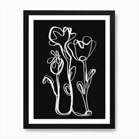 Oneline Nature (Black) Art Print