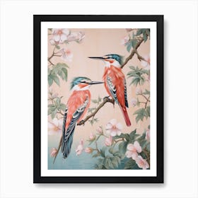 Vintage Japanese Inspired Bird Print Kingfisher 4 Art Print