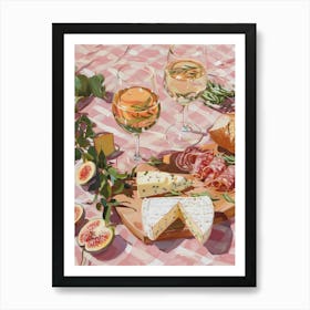 Pink Breakfast Food Cheese And Charcuterie Board 2 Art Print