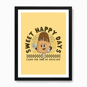 Retro Wall Art Vintage Decor Retro Cartoon Printable Art Retro Vintage Wall Art Sweet Happy Day Trendy Retro Poster Art Print