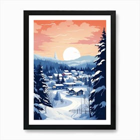 Winter Travel Night Illustration Fairbanks Alaska 1 Art Print