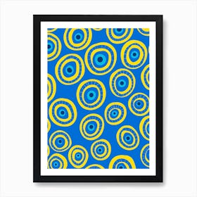 Abstract Yellow And Blue Circles Art Print