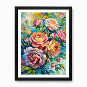 Roses In A Vase 6 Art Print