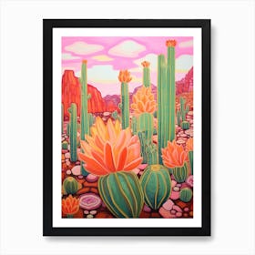 Cactus In The Desert Painting Notocactus 2 Art Print