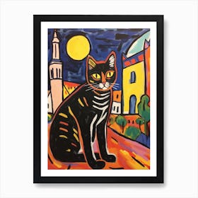 Painting Of A Cat In Pisa Itraly 1 Art Print