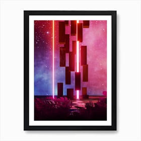 Neon landscape: Abstract canyon #4 [synthwave/vaporwave/cyberpunk] — aesthetic retrowave neon poster Art Print