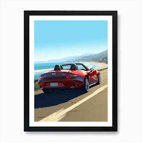 A Mazda Mx 5 Miata In The Pacific Coast Highway Car Illustration 2 Art Print