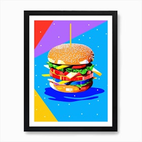 Hamburger Pop Art Retro 3 Art Print by PopArt Pals - Fy