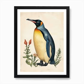 Adlie Penguin Robben Island Vintage Botanical Painting 1 Art Print