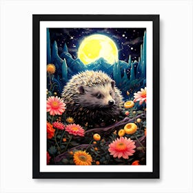 Hedgehog In The Moonlight 1 Art Print