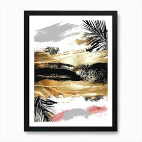 Abstract Gold And Black Painting 16 Art Print