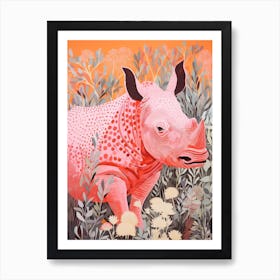 Pink Polka Dot Rhino 1 Art Print