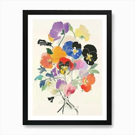 Wild Pansy 1 Collage Flower Bouquet Art Print