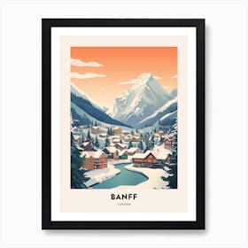 Vintage Winter Travel Poster Banff Canada 2 Art Print