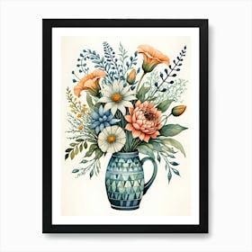 Watercolor Flowers In A Vase 10 Art Print