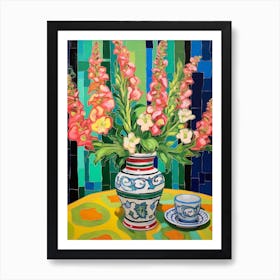 Flowers In A Vase Still Life Painting Snapdragon 2 Art Print