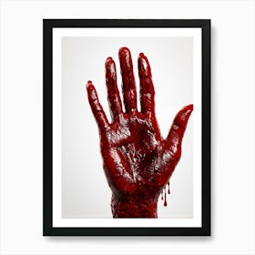 Creepy Textured Bloody Handprint Detailed With High Contrast Shadows Implying A Three Dimensional (2) Art Print