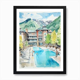 Little Nell Hotel   Aspen, Colorado   Resort Storybook Illustration 1 Art Print