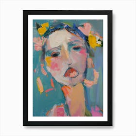 Abstract Of A Woman With Flowers Art Print