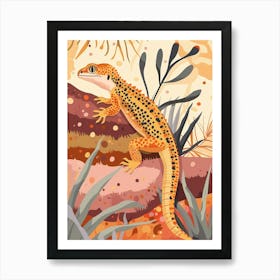 Orange Leopard Gecko Abstract Modern Illustration 2 Art Print