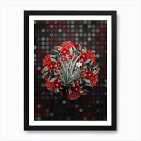 Vintage Fortnight Lily Flower Wreath on Dot Bokeh Pattern Art Print