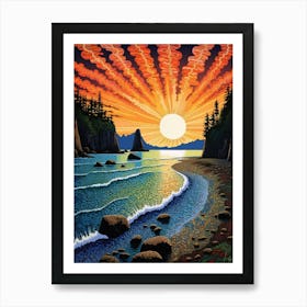 Olympic National Park Retro Pop Art 12 Art Print