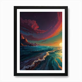 Sunset Over The Ocean 4 Art Print