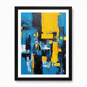 Abstract modern cityscape yellow and blue Art Print