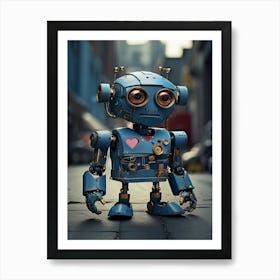 Robot With Heart Art Print