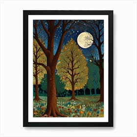 William Morris Moonlight In The Woods 110 Art Print