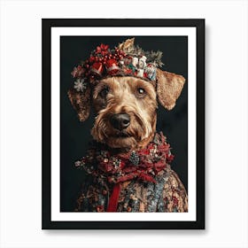 Christmas Airedale 10 Art Print