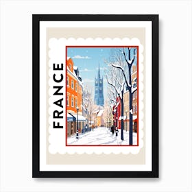 Retro Winter Stamp Poster Cologne France Art Print