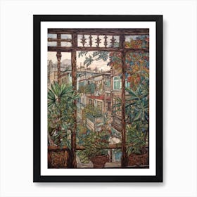 A Window View Of Buenos Aires In The Style Of Art Nouveau 4 Art Print