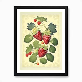 Day Neutral Strawberries, Plant, Vintage Botanical Art Print