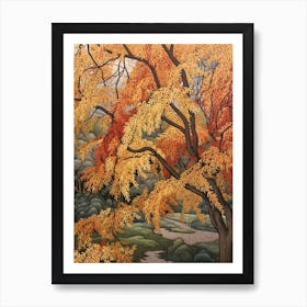 Willow 3 Vintage Autumn Tree Print  Art Print