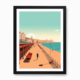 Brighton Beach, England, Graphic Illustration 1 Art Print