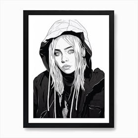 Billie Eilish B&W Portrait 1 Art Print