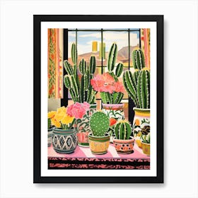Cactus Painting Maximalist Still Life Notocactus 1 Art Print