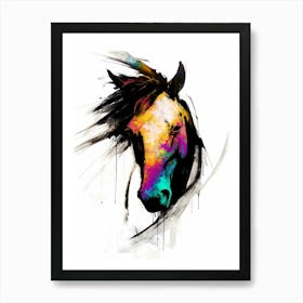 Horse Wild Tribal Illustration Art 02 Art Print