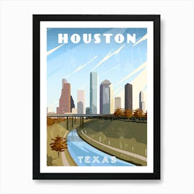 Houston, Texas, USA — Retro travel minimalist poster Affiche