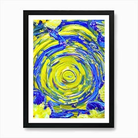 Yellow And Blue Irises Art Print