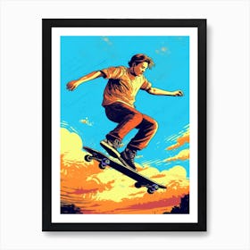 Skateboarding In San Diego, United States Comic Style 4 Art Print