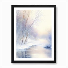 Frozen River Waterscape Gouache 1 Art Print
