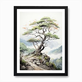 Iya Valley In Tokushima, Japanese Brush Painting, Ukiyo E, Minimal 1 Art Print