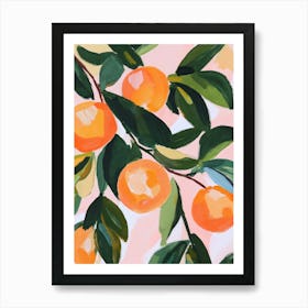 Orange Tree Branches Gouache Painting Art Print