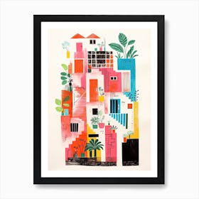 A House In Lisbon, Abstract Risograph Style 3 Art Print