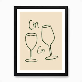 Cin Cin Wine Beige Art Print