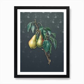 Vintage Lemon Pear Botanical on Slate Gray Pattern n.2239 Art Print