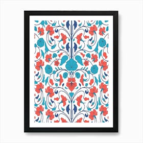 Turkish Floral Pattern - Iznik Turkish pattern, floral decor 1 Art Print