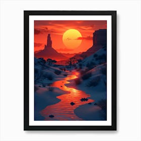 Sunset In The Desert 4 Art Print